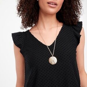 J.Crew flutter sleeve swiss dot v neck top